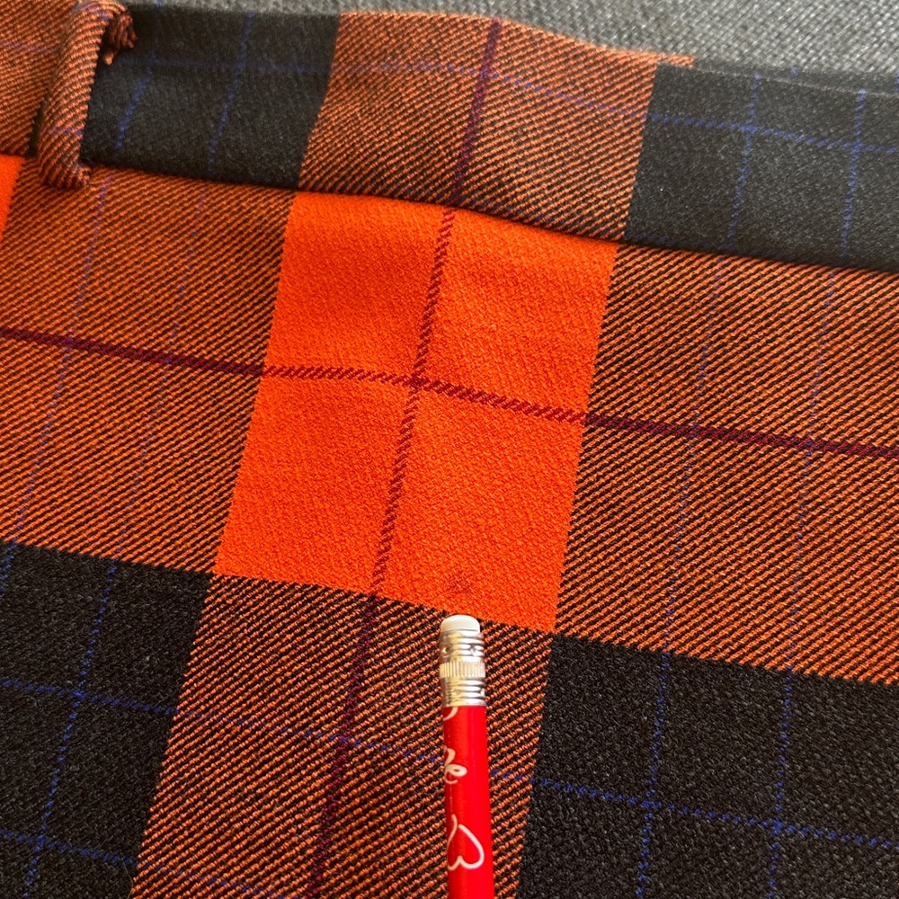 Zara Vibrant Orange and Black Plaid Pencil Skirt with Back Slit - Picture 8 of 10